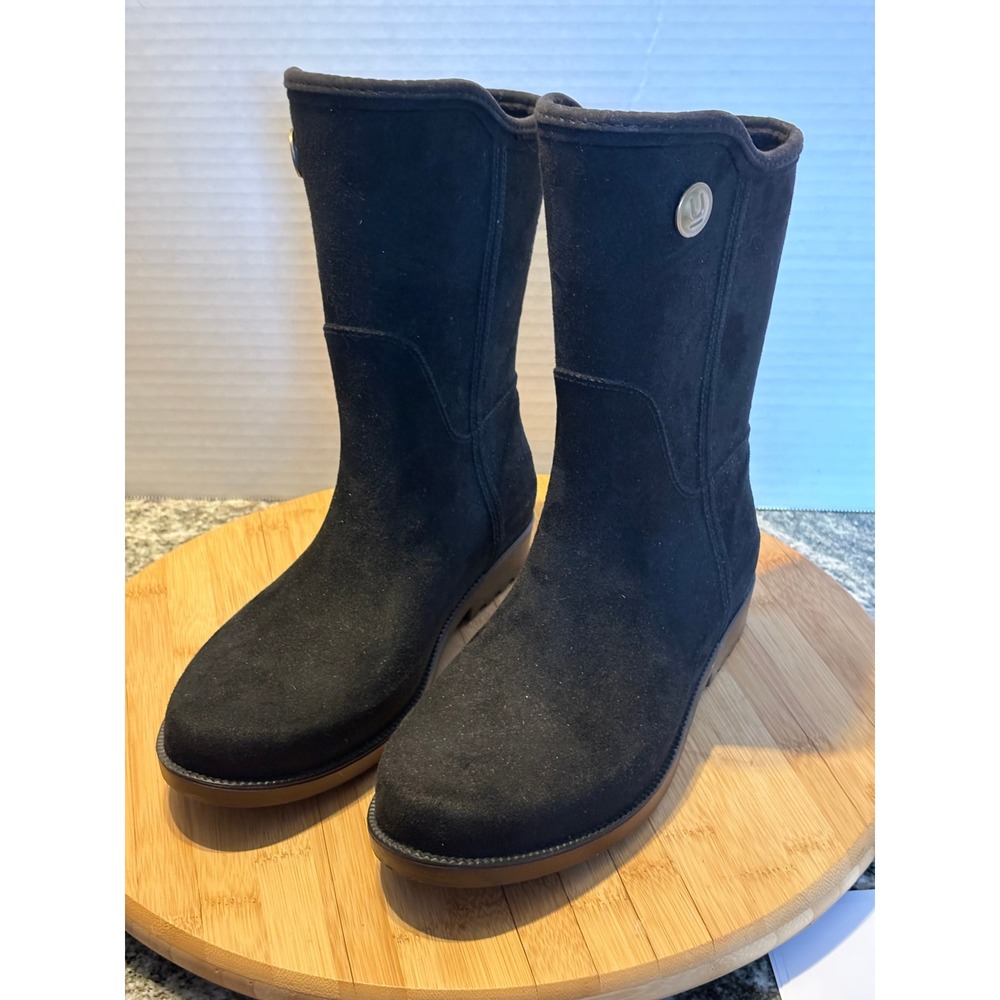 ULAN RAINY STEPS Black Suede like Waterproof Ankle Boots Women's Size‎ 9